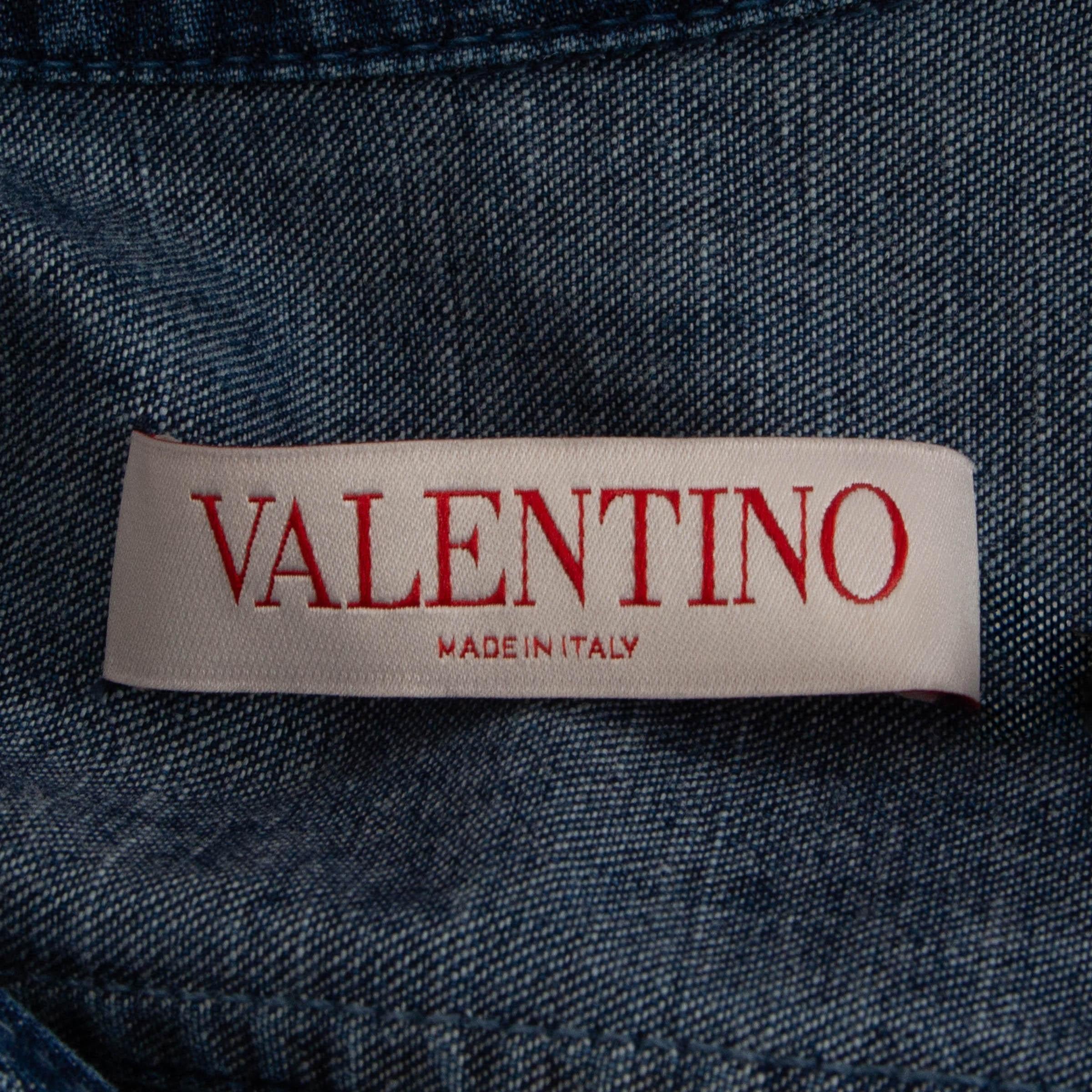 VALENTINO algodón azul 2022 VLOGO OVERSIZED DENIM TOP Camisa 38 XS en venta 1
