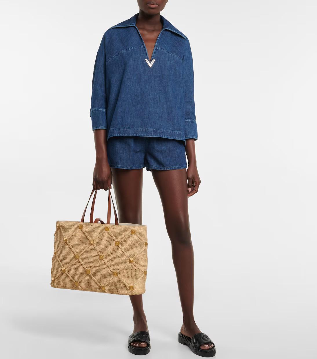 VALENTINO blue cotton 2022 VLOGO OVERSIZED DENIM TOP Shirt 38 XS 3