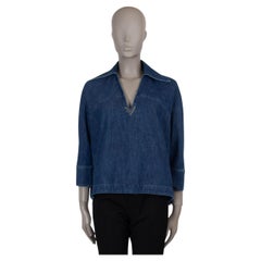 VALENTINO blue cotton 2022 VLOGO OVERSIZED DENIM TOP Shirt 38 XS