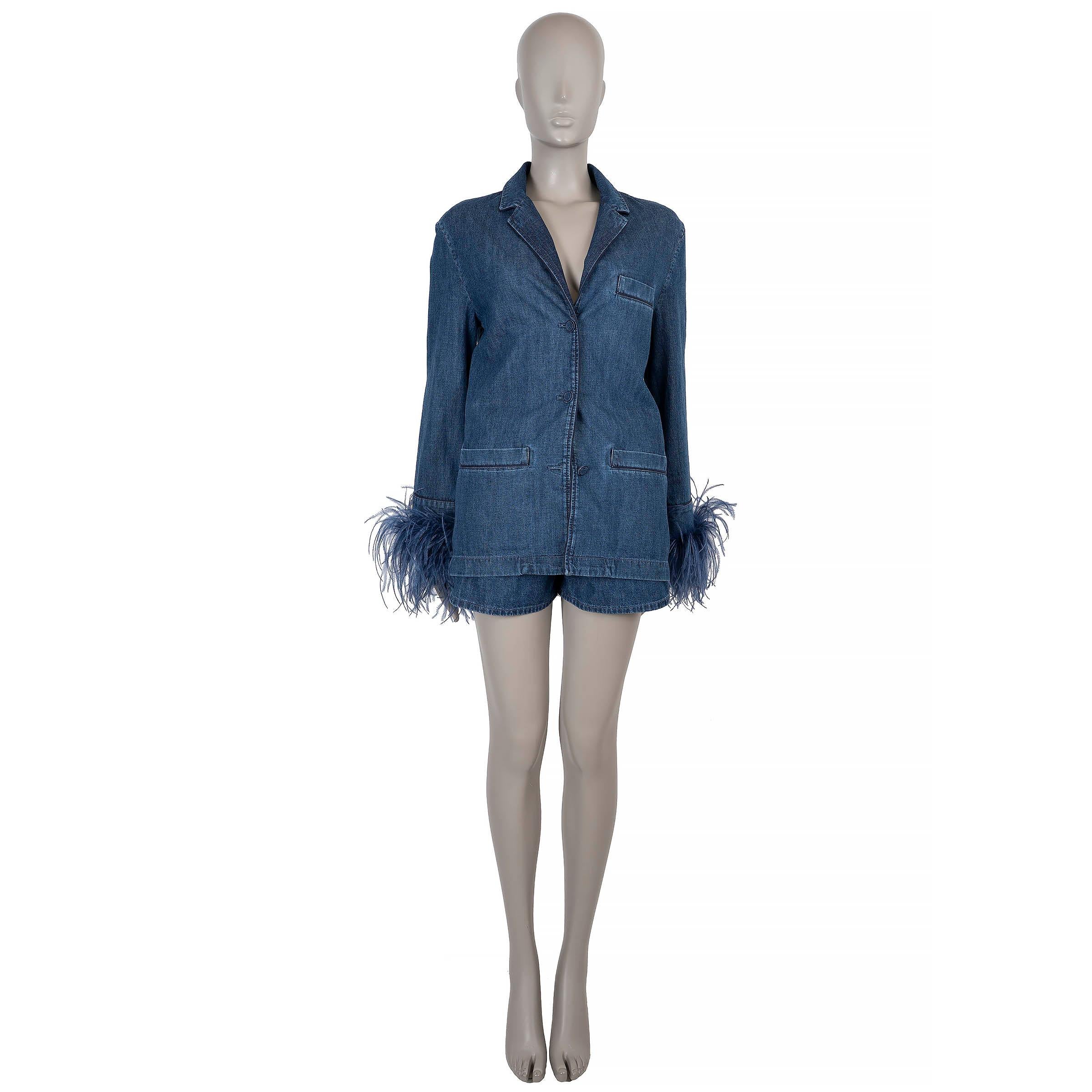 VALENTINO bleu coton 2023 DENIM TIE-WAIST Pantalon short 40 S en vente 3