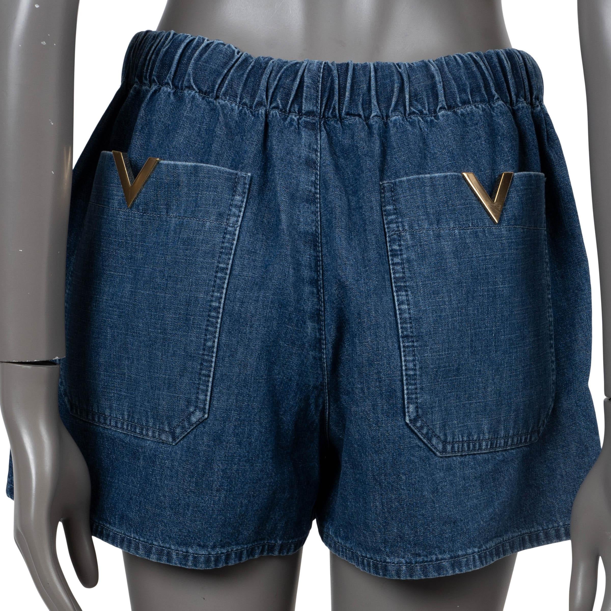 Nero Valentino cotone blu 2023 TIE-WAIST DENIM Pantaloni corti 44 L. in vendita