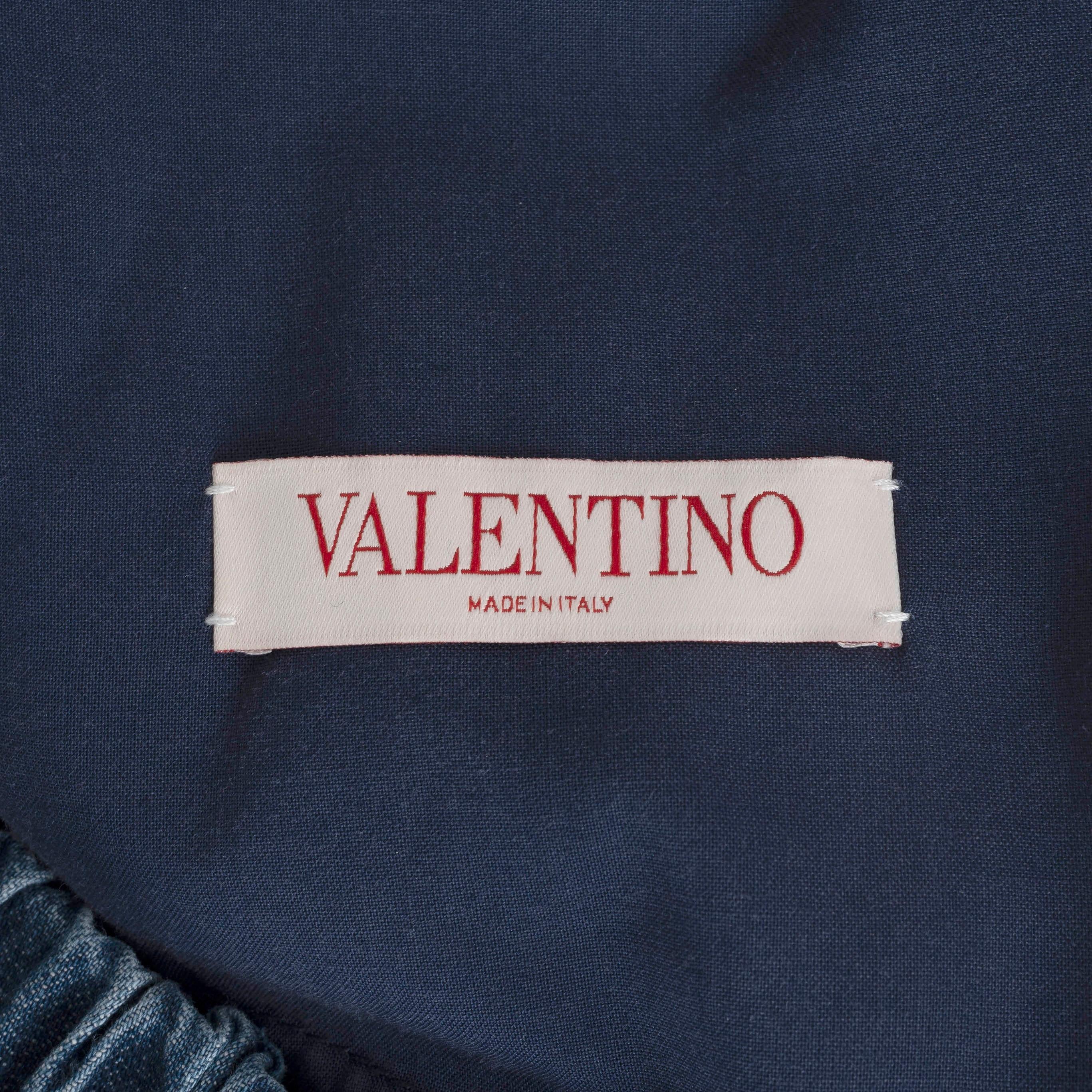 Valentino cotone blu 2023 TIE-WAIST DENIM Pantaloni corti 44 L. in vendita 1