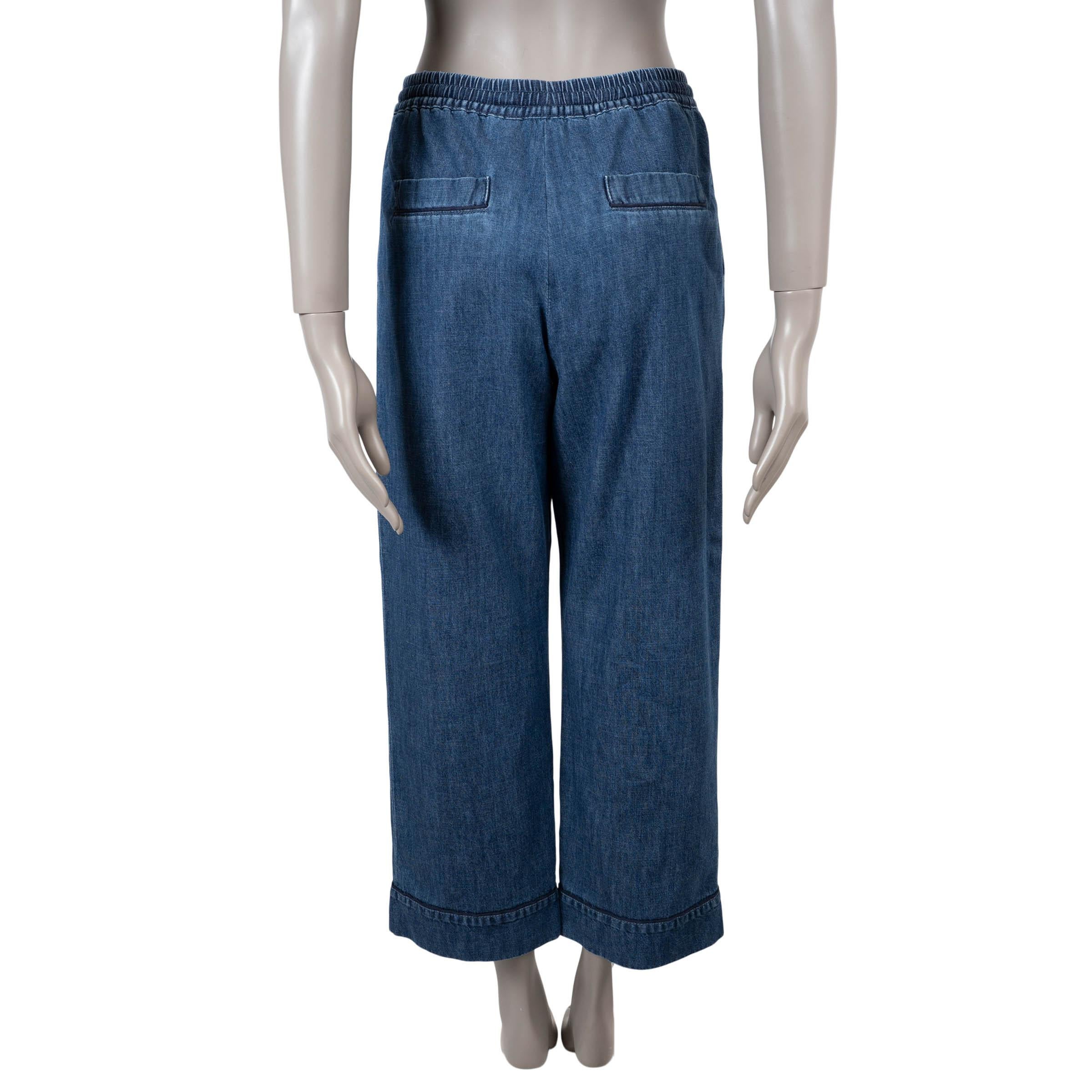 Bleu Pantalon de denim large 2023 en coton bleu de VALENTINO 40 S en vente