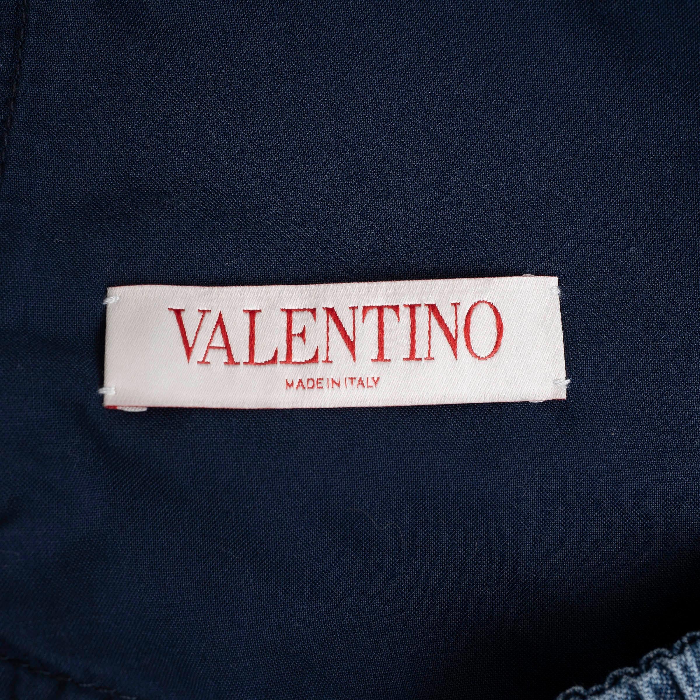 Pantalon de denim large 2023 en coton bleu de VALENTINO 40 S Pour femmes en vente
