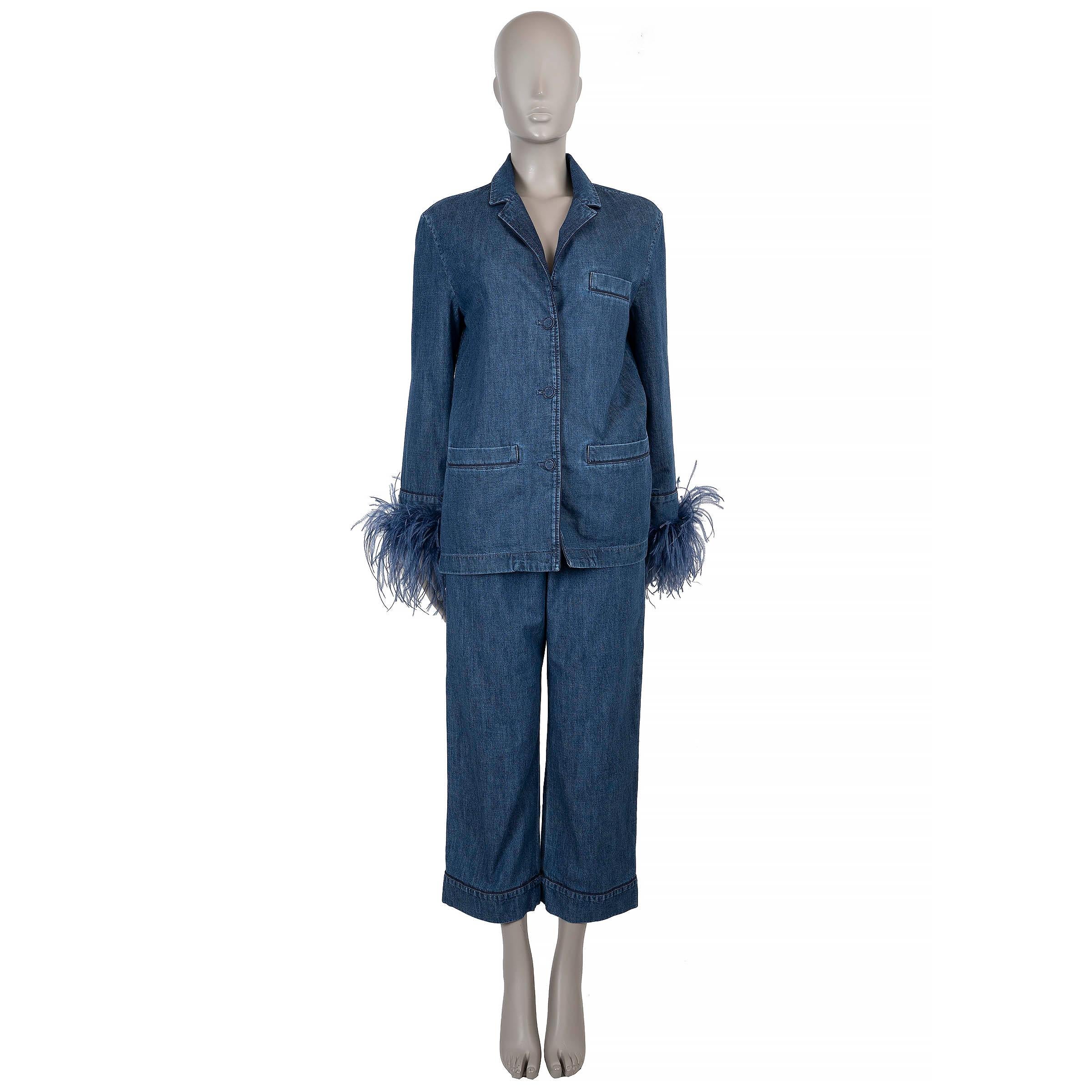 Pantalon de denim large 2023 en coton bleu de VALENTINO 40 S en vente 1