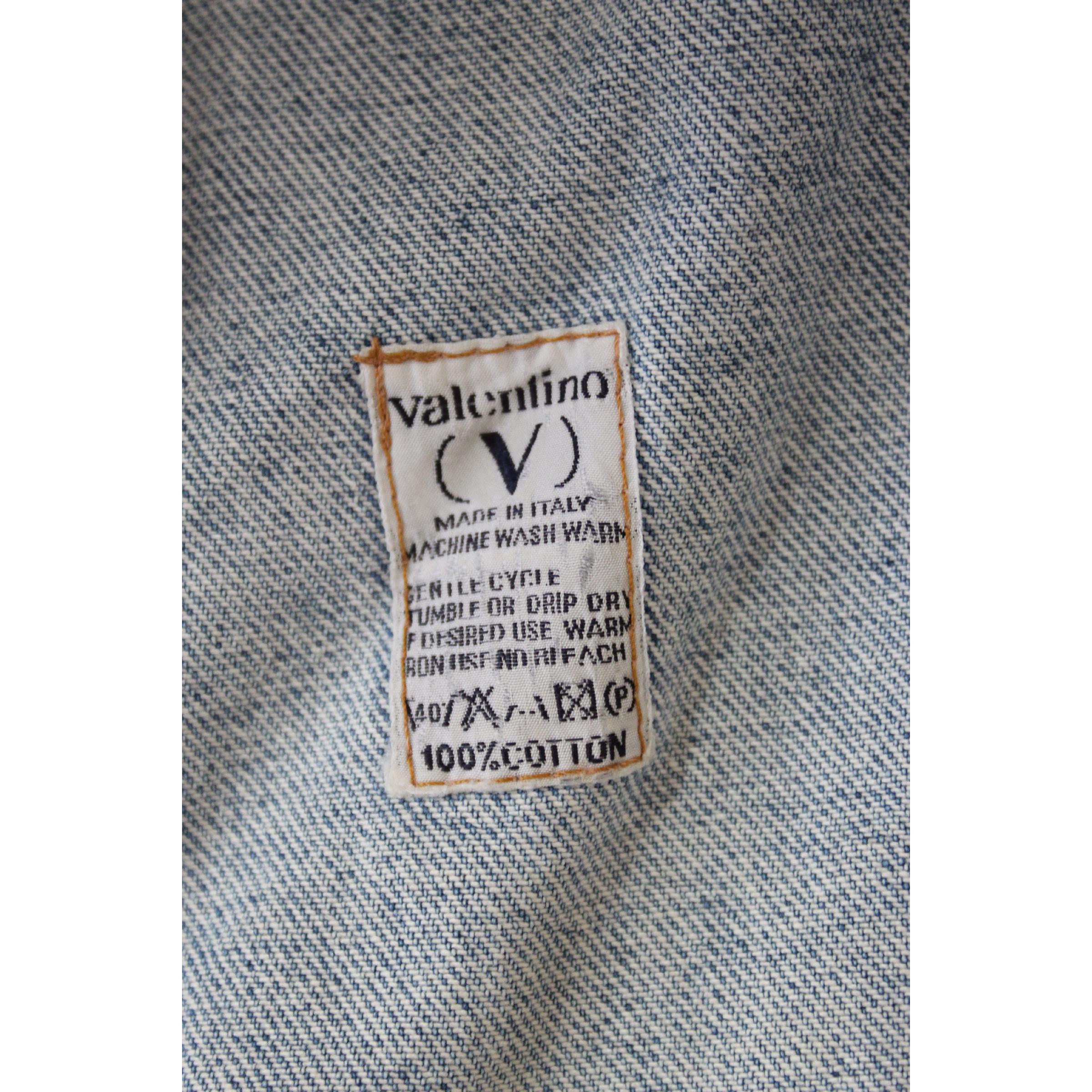 Valentino Blue Cotton Colored Insert Vintage Denim Jacket 80s  3