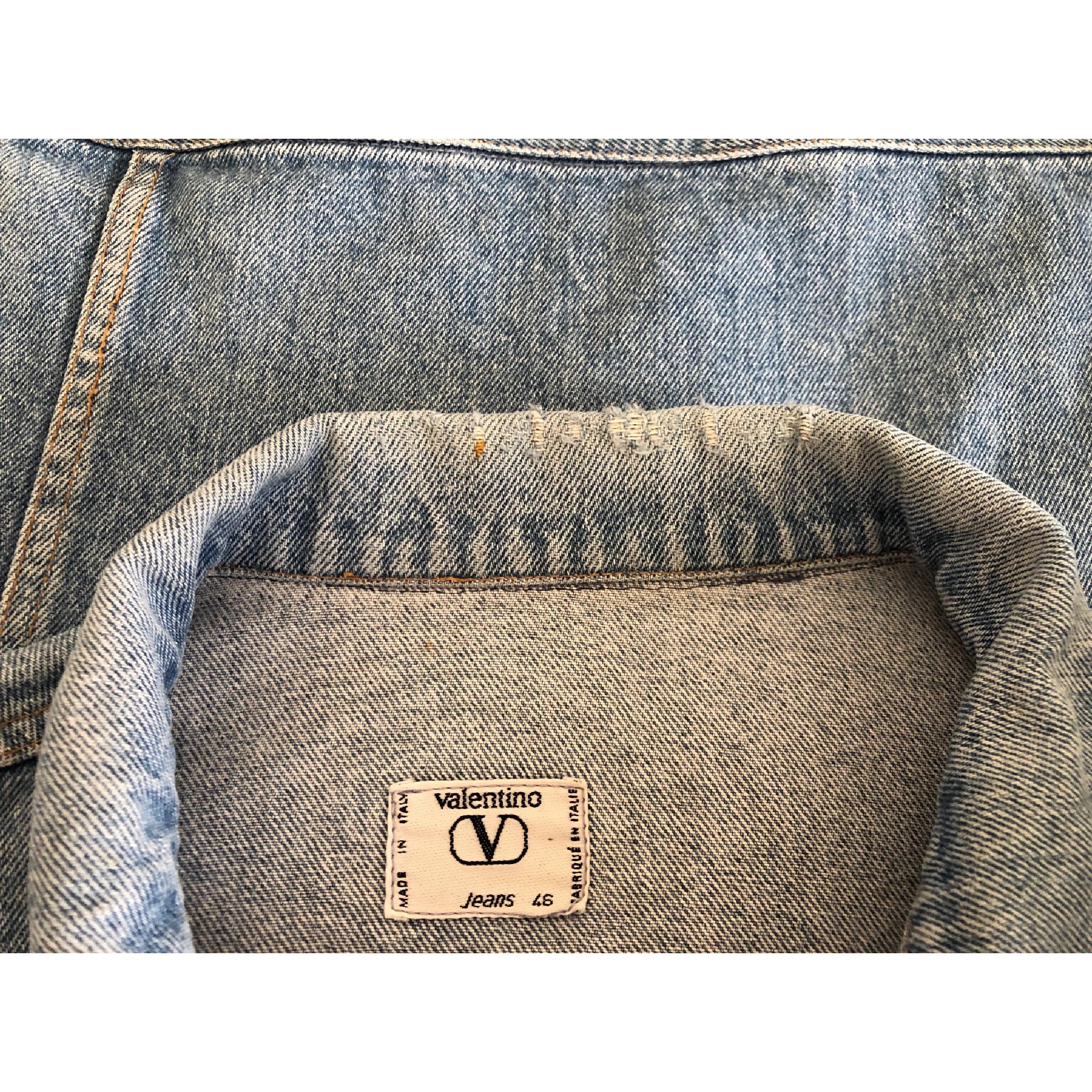 Valentino Blue Cotton Colored Insert Vintage Denim Jacket 80s  4