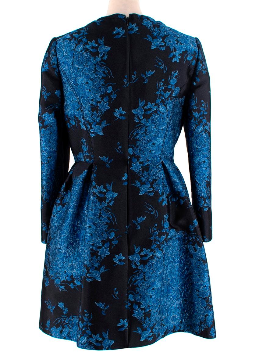 Mini Vestido Valentino Azul Brocado Delft Negro en venta