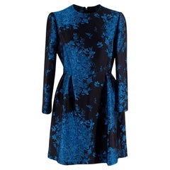 Mini Vestido Valentino Azul Brocado Delft