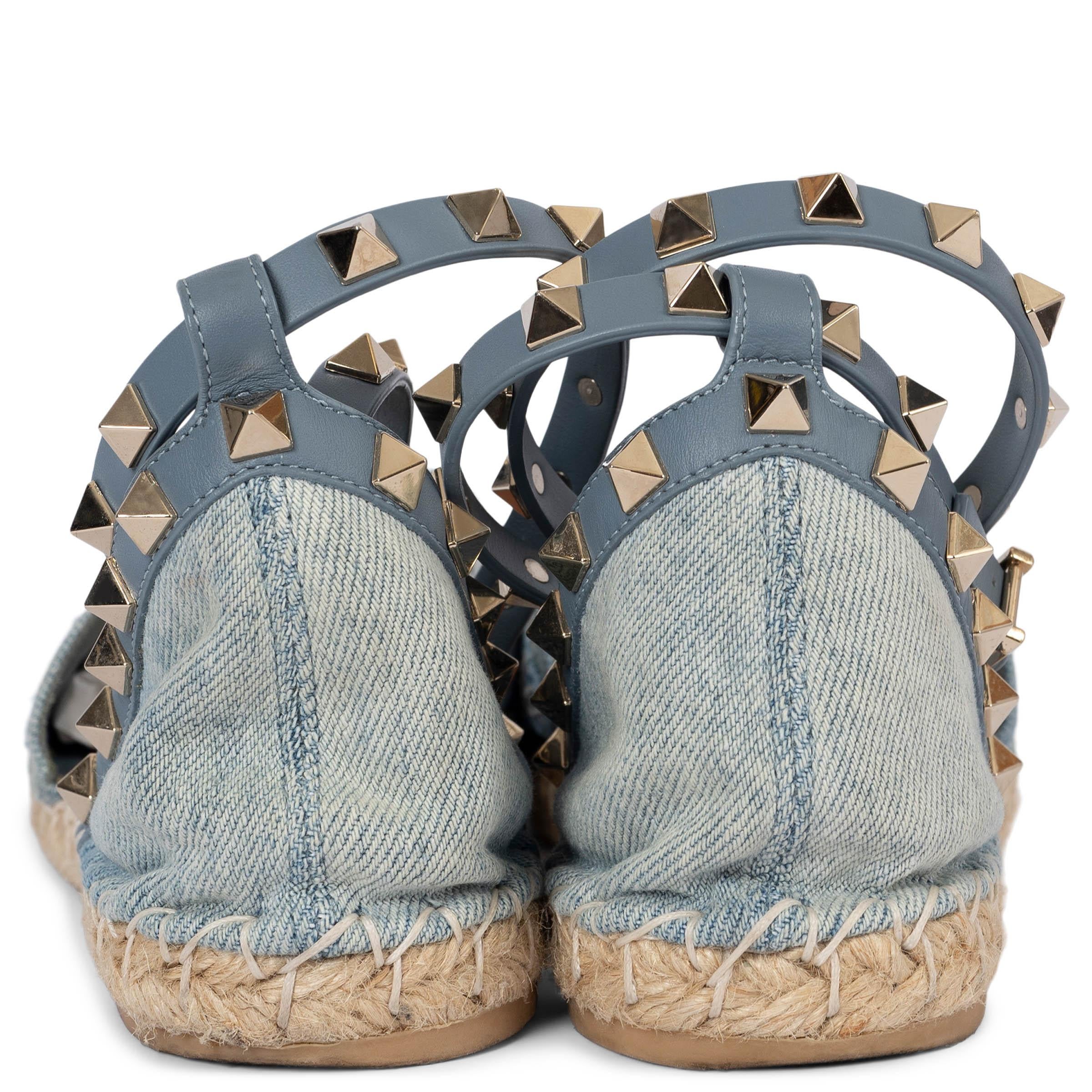 Women's VALENTINO blue denim CAMUBUTTERFLY ANKLE STRAP Espadrilles Shoes 38 For Sale