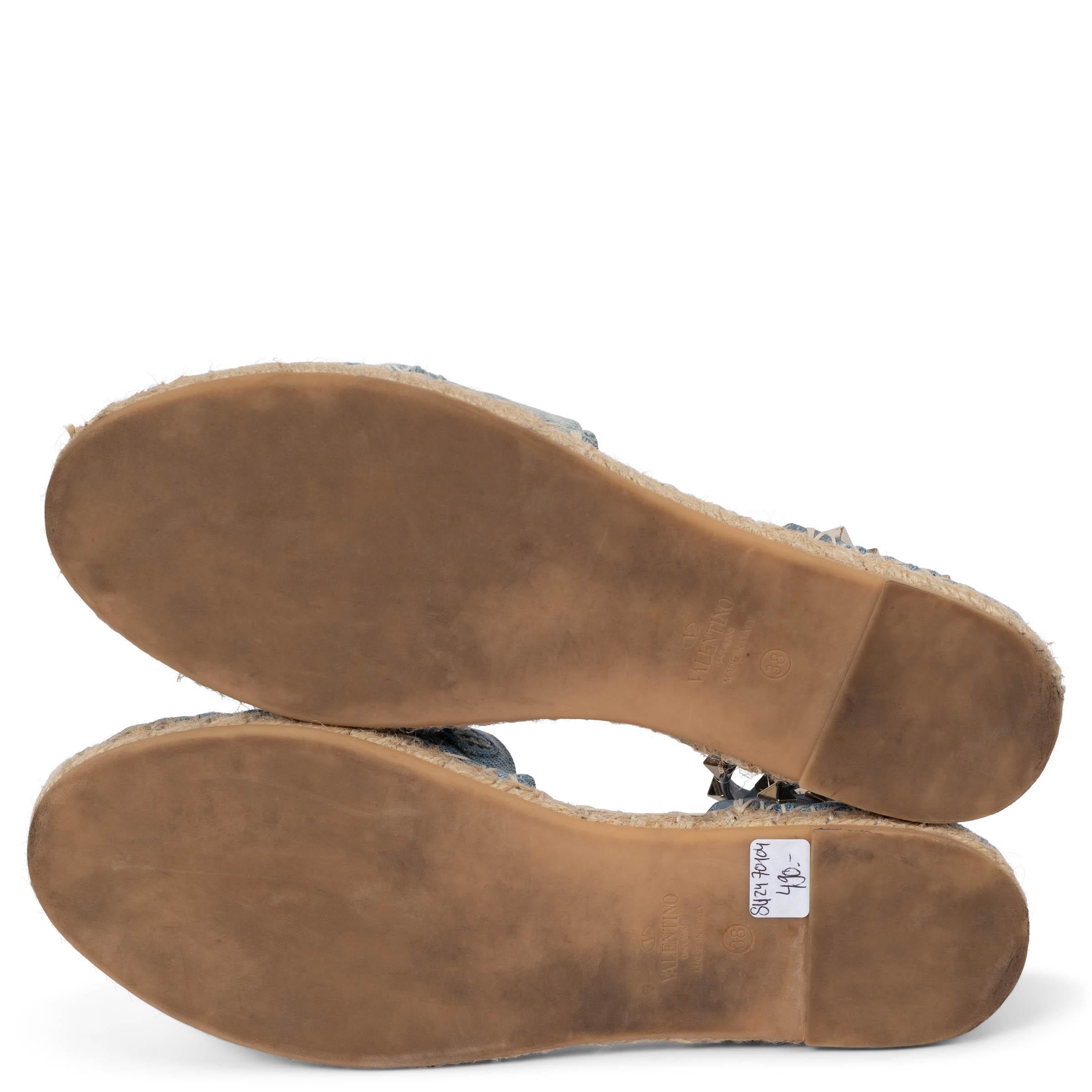 VALENTINO blue denim CAMUBUTTERFLY ANKLE STRAP Espadrilles Shoes 38 For Sale 2