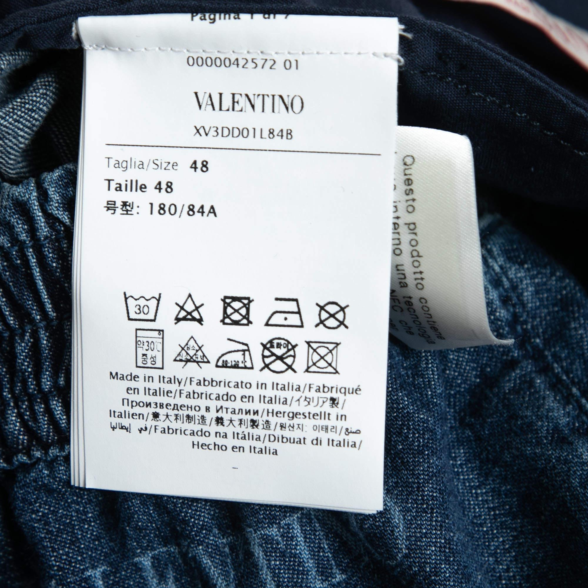 Valentino Blue Denim Elastic Waist Shorts M For Sale 1