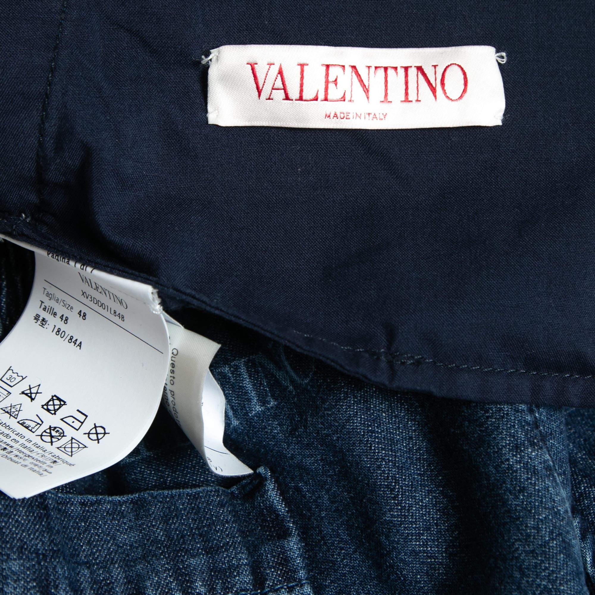 Valentino Blue Denim Elastic Waist Shorts M For Sale 2