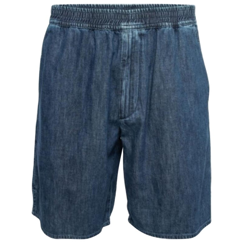 Valentino Blue Denim Elastic Waist Shorts M