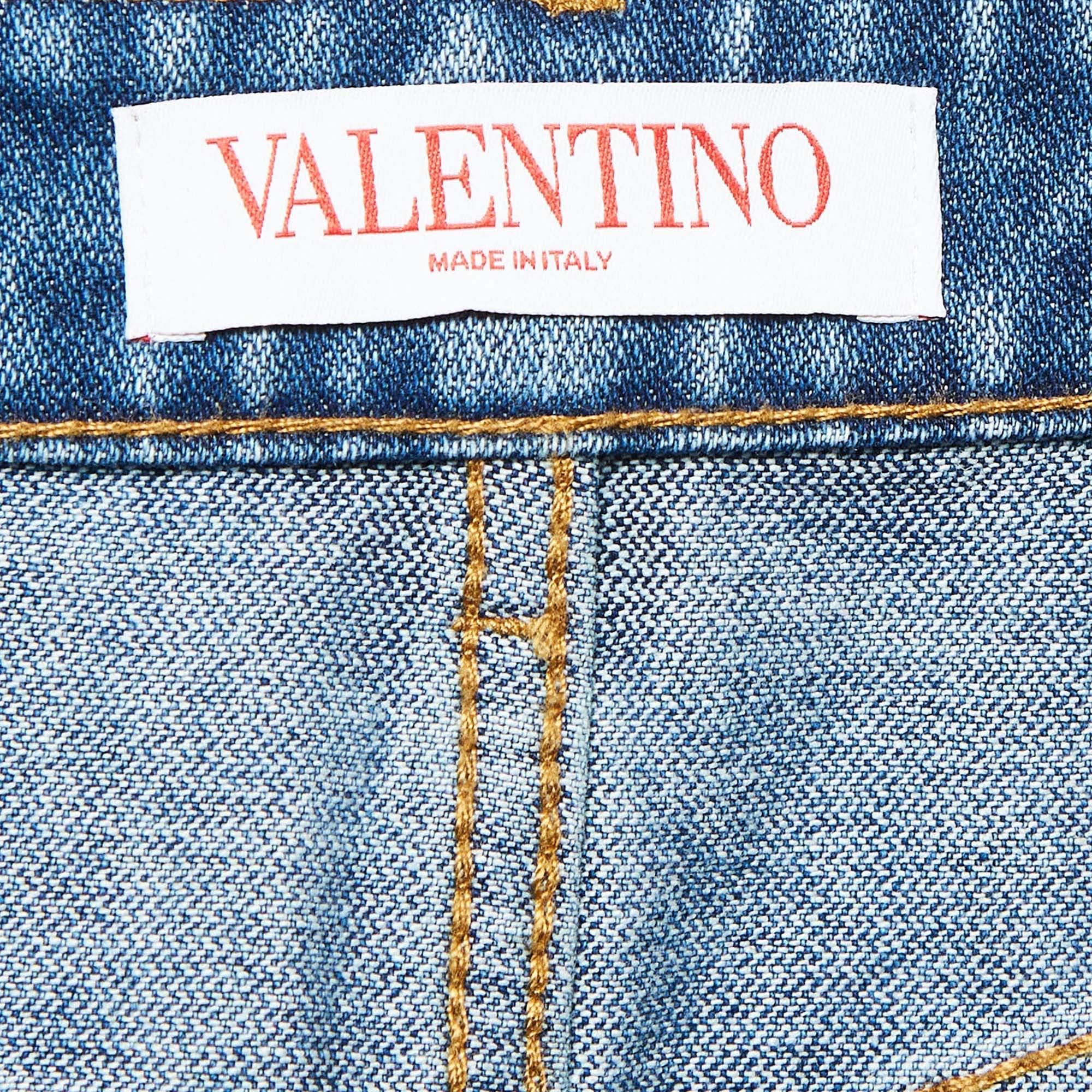 Women's Valentino Blue Denim Flared Maxi Skirt S