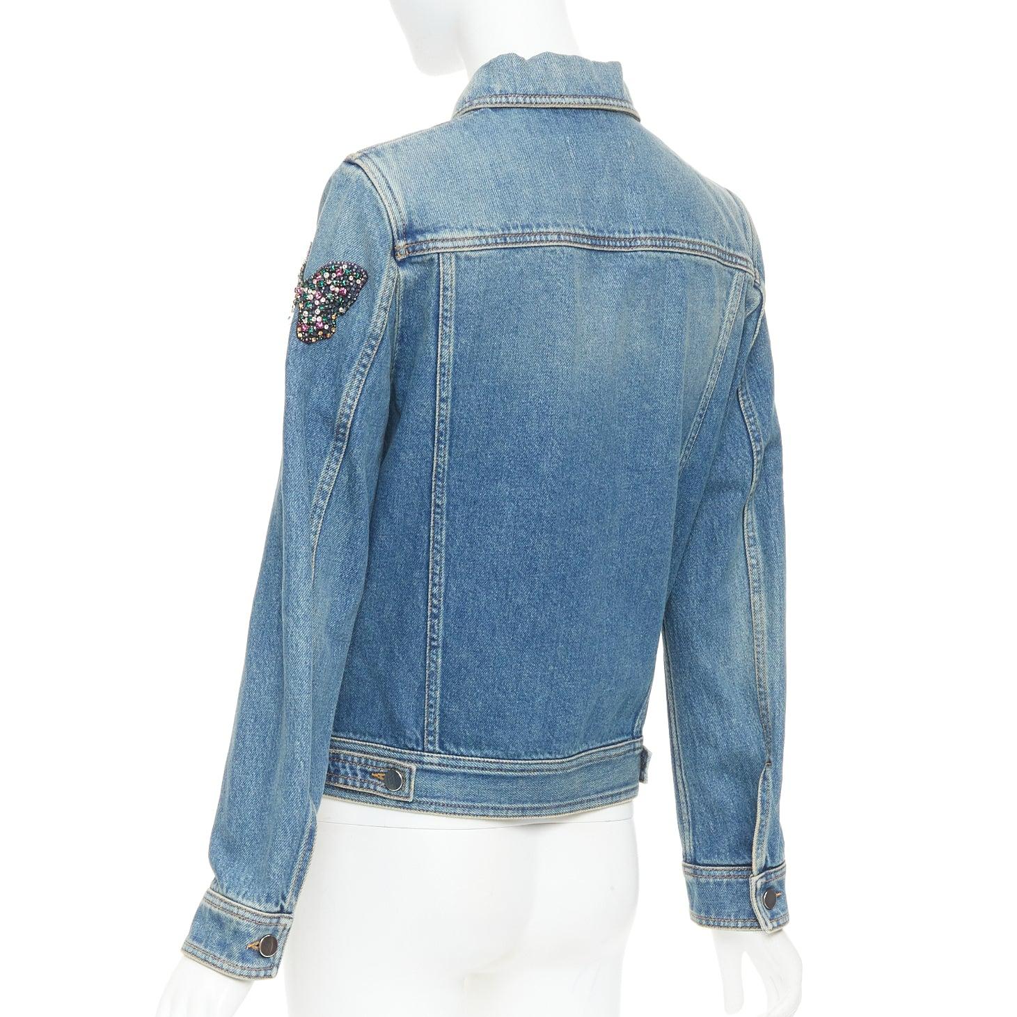 VALENTINO cazadora vaquera azul adornada con mariposa joya IT40 S en venta 3