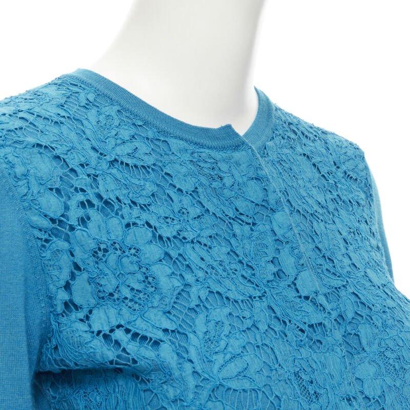 VALENTINO blue floral lace front wool silk cashmere cardigan sweater S
Reference: LNKO/A01952
Brand: Valentino
Designer: Pier Paolo Piccioli
Model: Lace cardigan
Material: Wool, Silk, Cashmere
Color: Blue
Pattern: Solid
Closure: Button
Extra