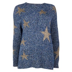 VALENTINO blue & gold cotton OVERSIZED STAR Sweater S