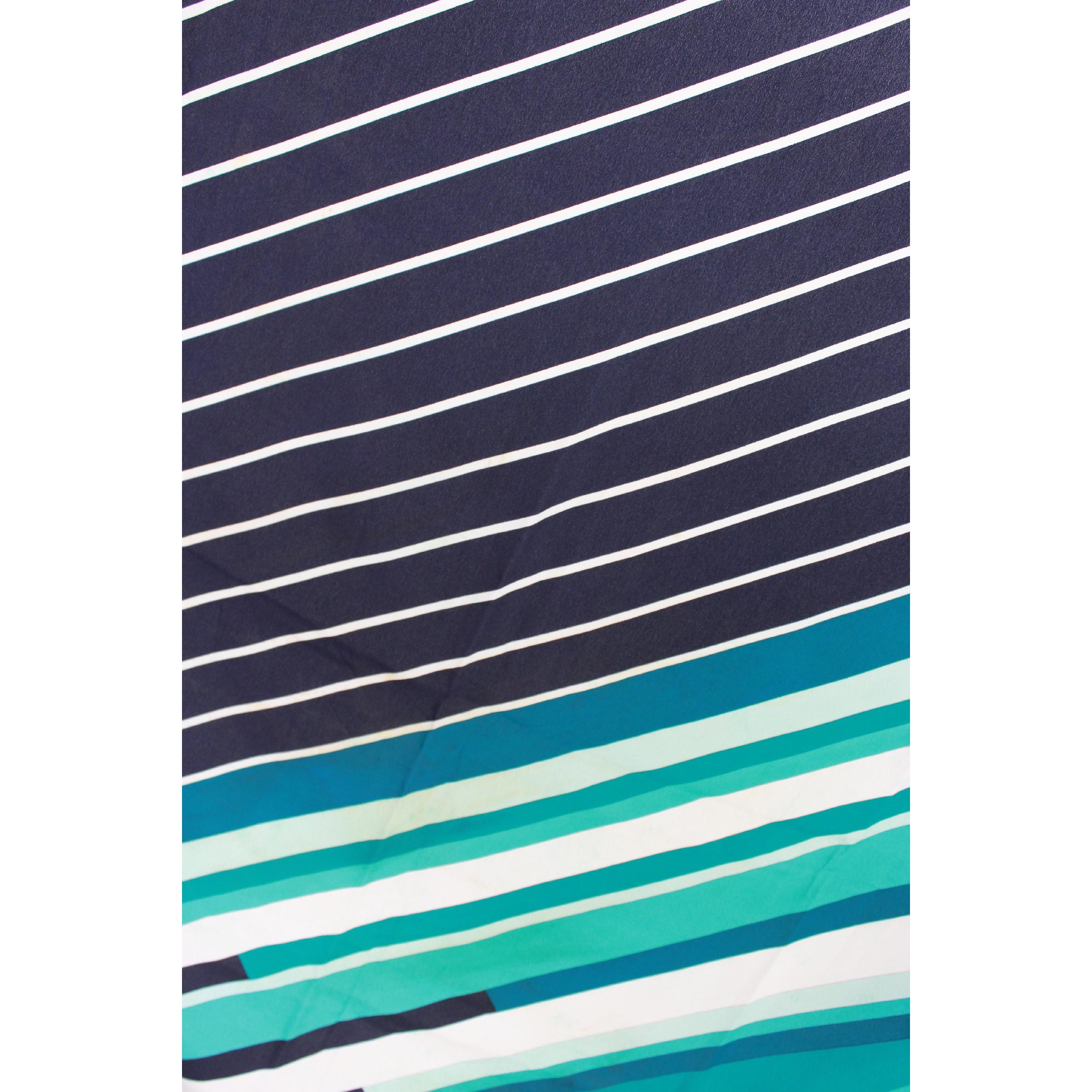 Black Valentino Blue Green Pinstripe Silk Scarves 1980s 