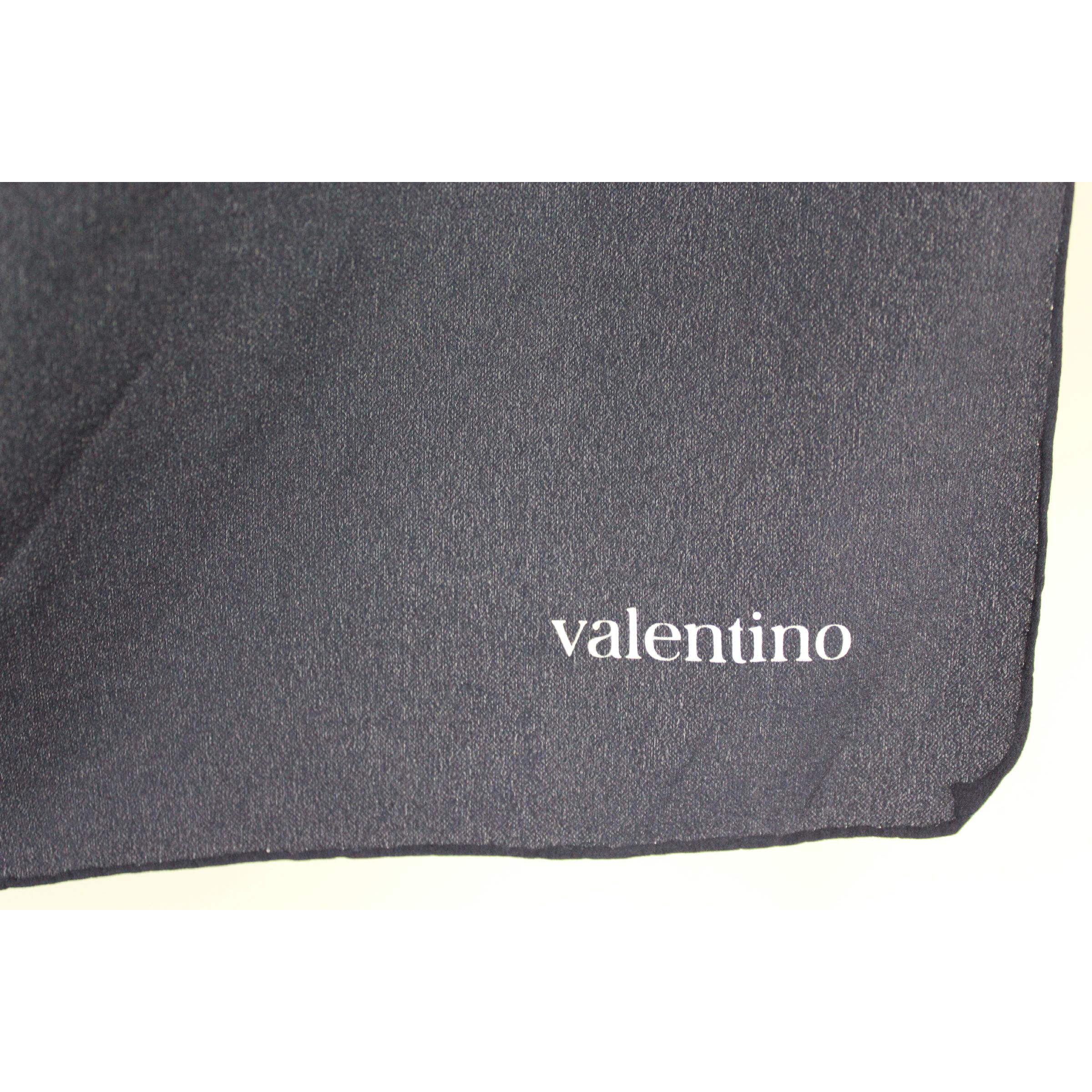 Valentino Blue Green Pinstripe Silk Scarves 1980s  In Good Condition In Brindisi, Bt