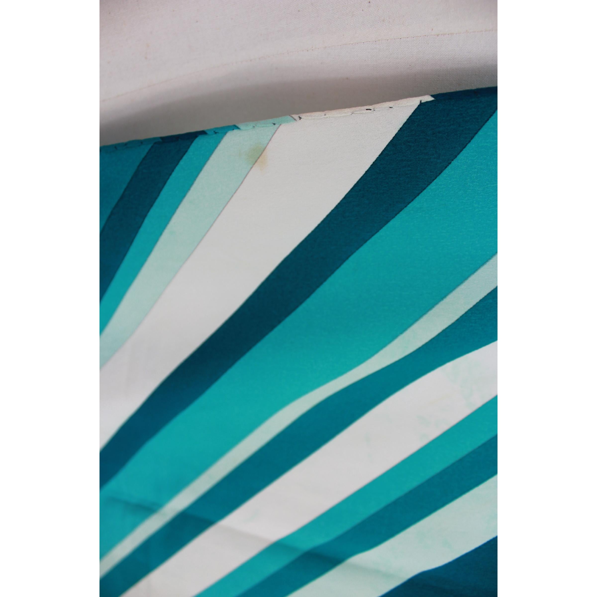 Valentino Blue Green Pinstripe Silk Scarves 1980s  2
