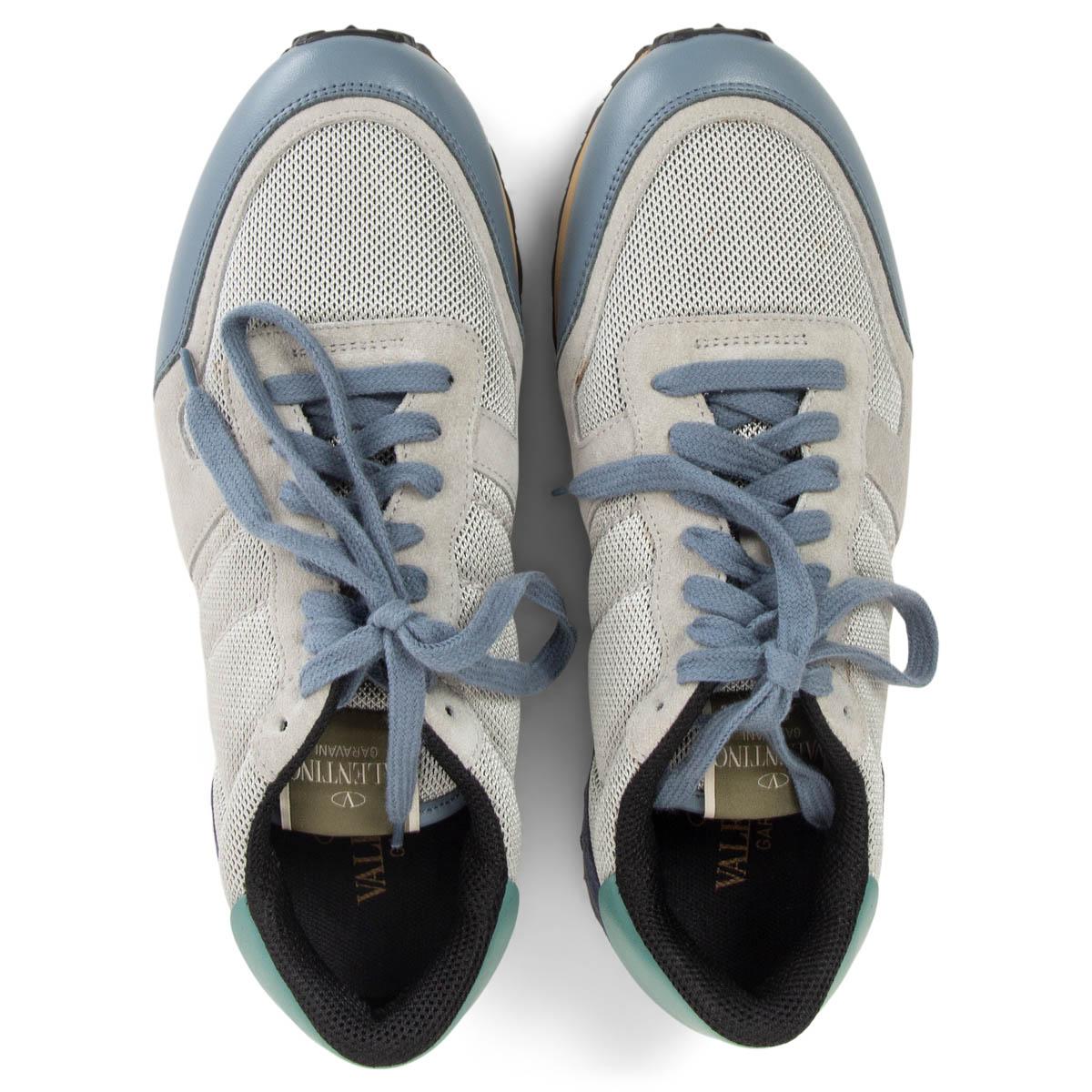VALENTINO blue grey mesh ROCKRUNNER Sneakers Shoes 39 In Excellent Condition In Zürich, CH