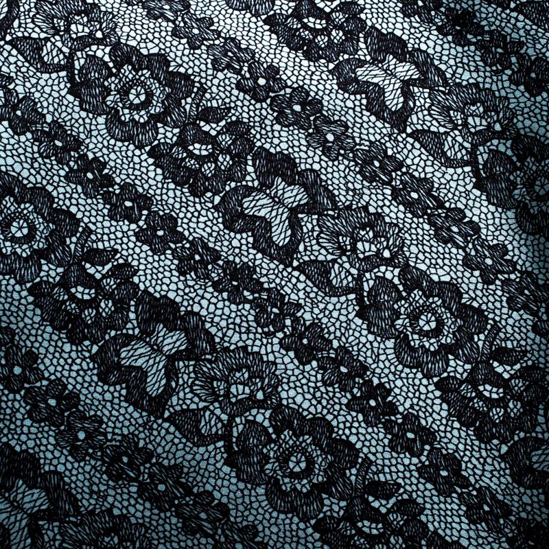 Black Valentino Blue Lace Print Silk Scarf