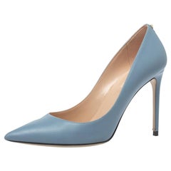 Valentino Blue Leather Pointed Toe Pumps Size 39.5