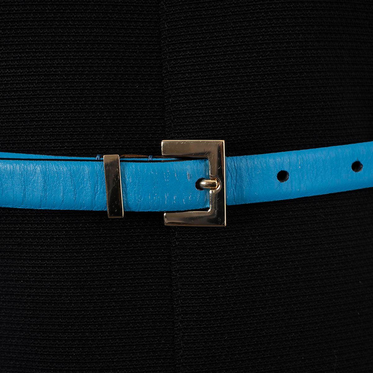 Women's VALENTINO blue leather ROCKSTUD 15MM SKINNY WAIST Belt 75 For Sale