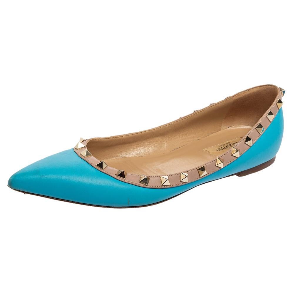 valentino blue rockstud shoes