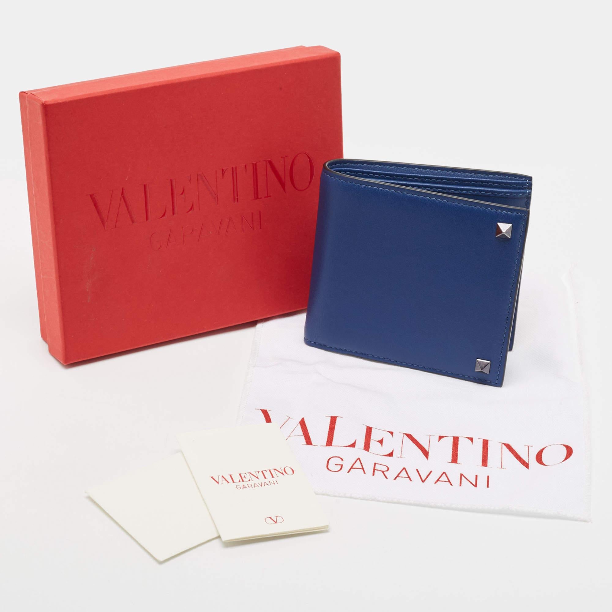 Valentino Blue Leather Rockstud Bifold Wallet 8