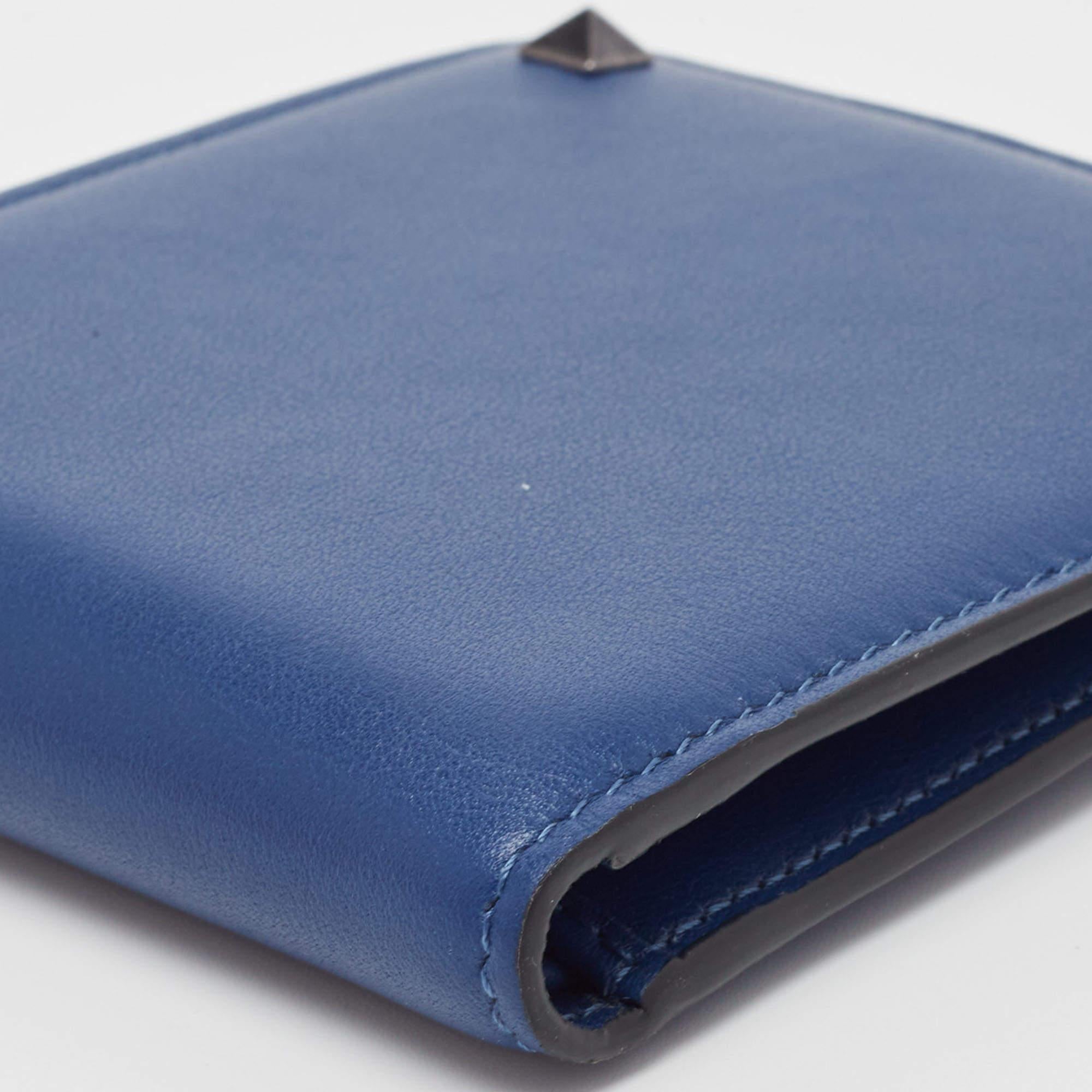 Valentino Blue Leather Rockstud Bifold Wallet 1