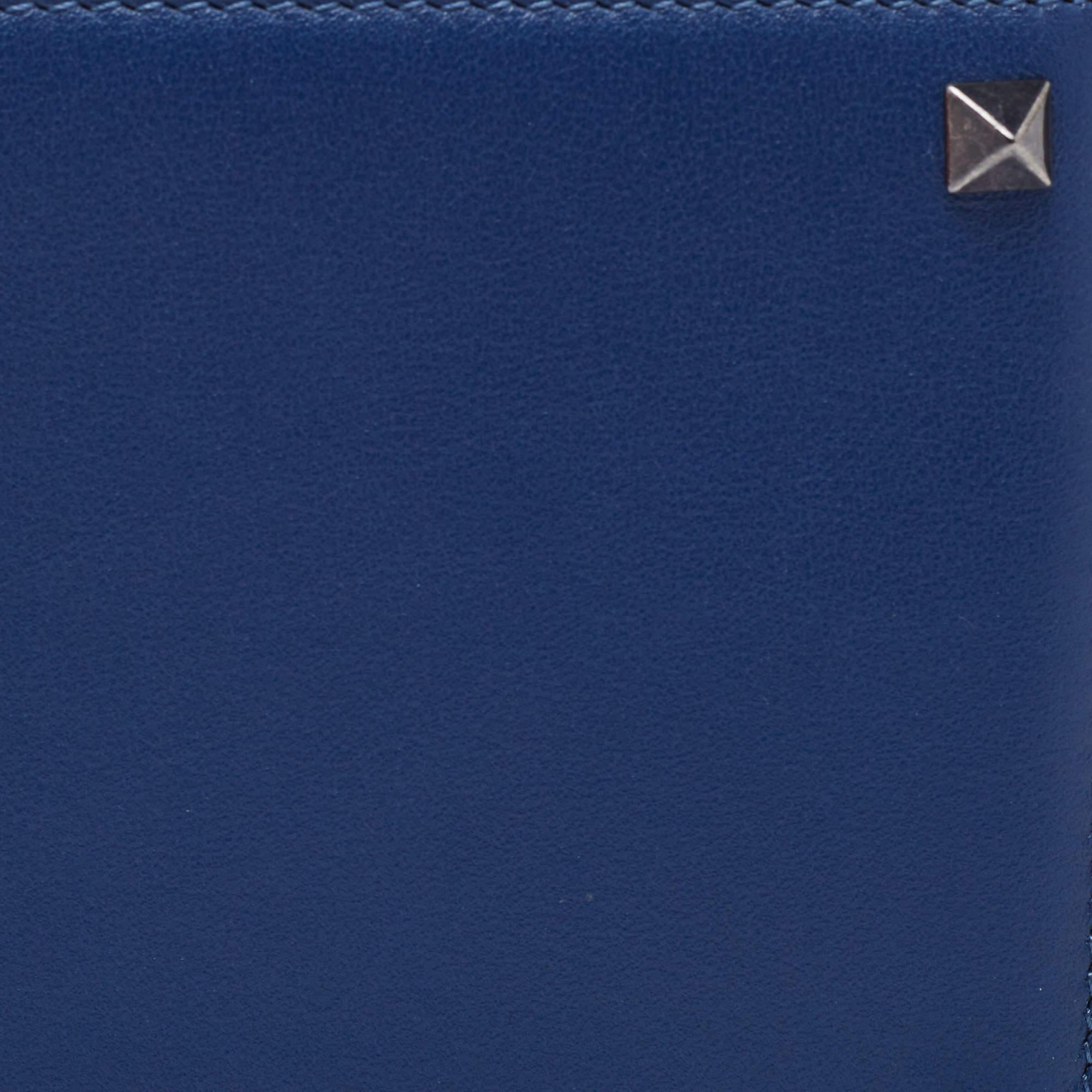 Valentino Blue Leather Rockstud Bifold Wallet 2
