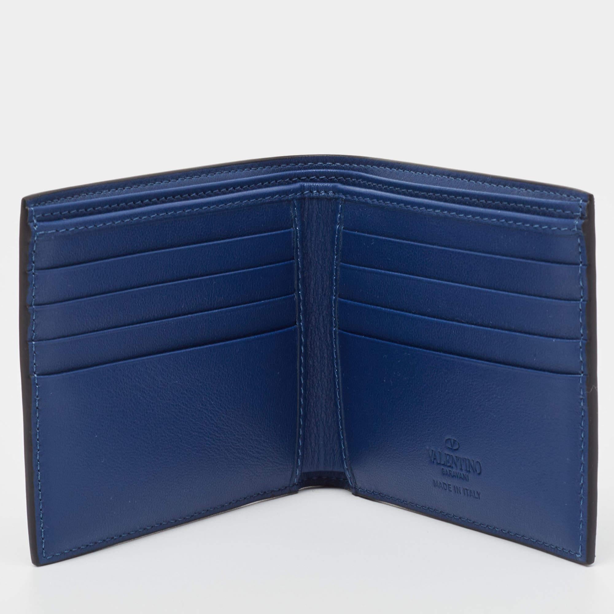 Valentino Blue Leather Rockstud Bifold Wallet 5