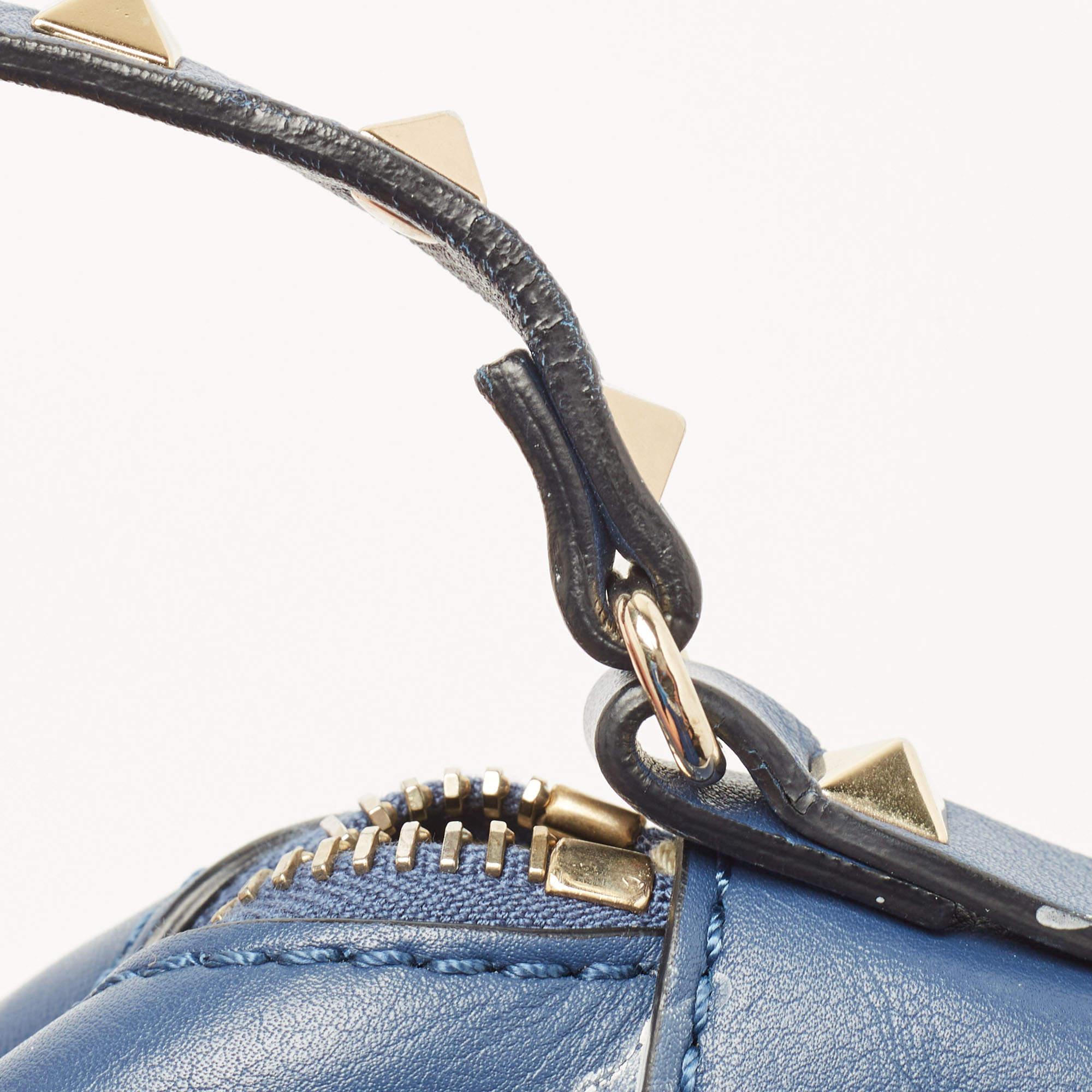 Valentino Blue Leather Rockstud Camera Crossbody Bag 4