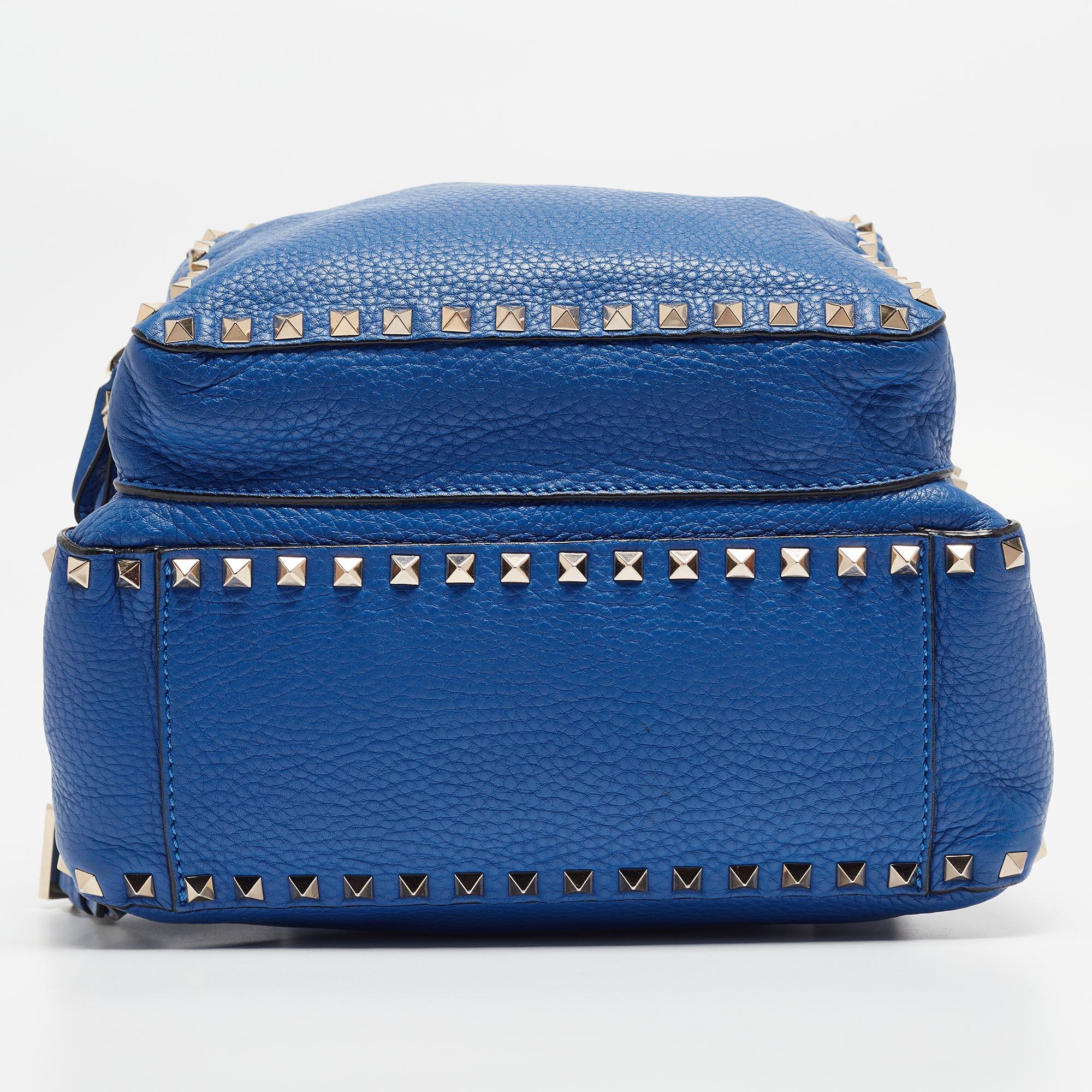 Valentino Blue Leather Rockstud Front Pocket Backpack 7