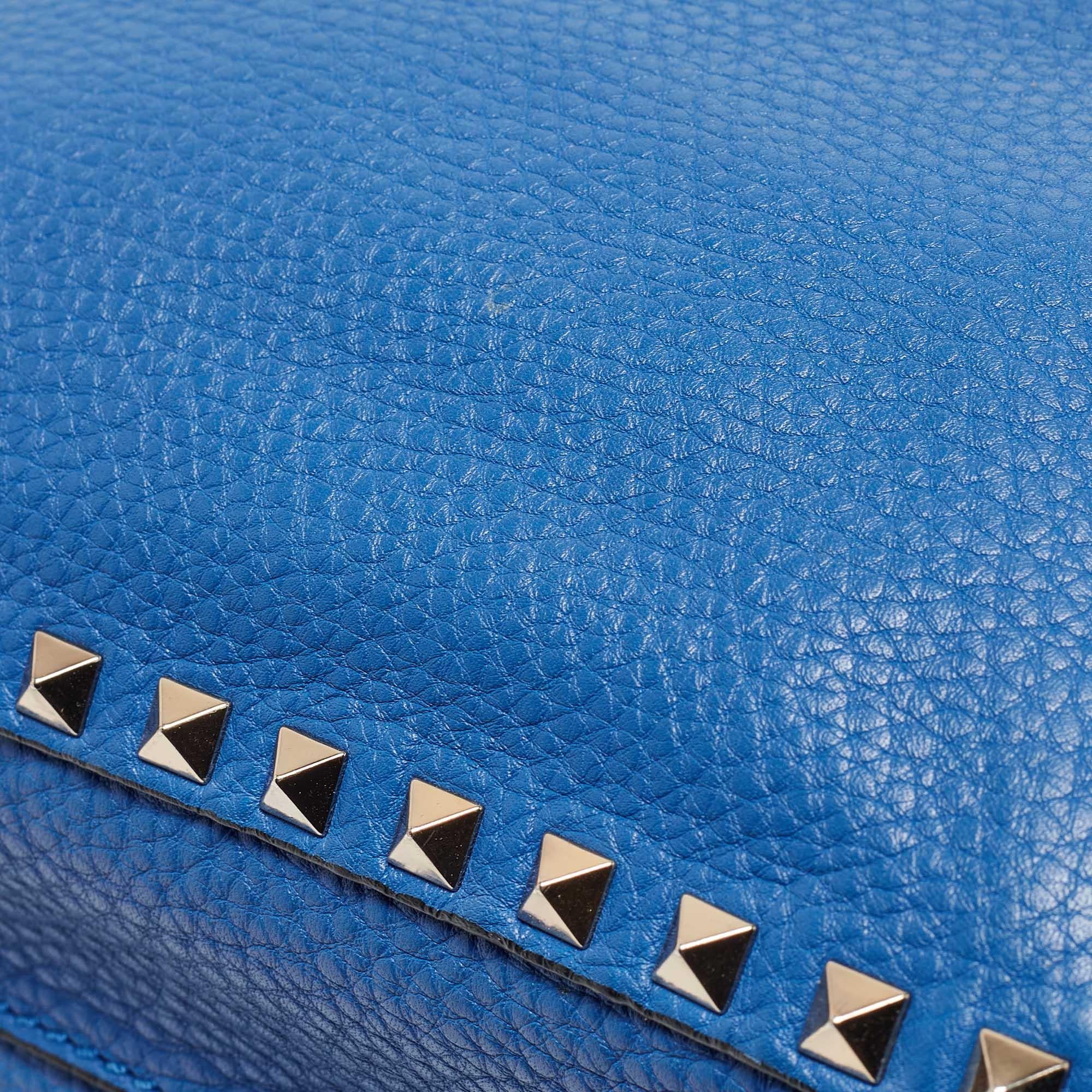 Valentino Blue Leather Rockstud Front Pocket Backpack 4