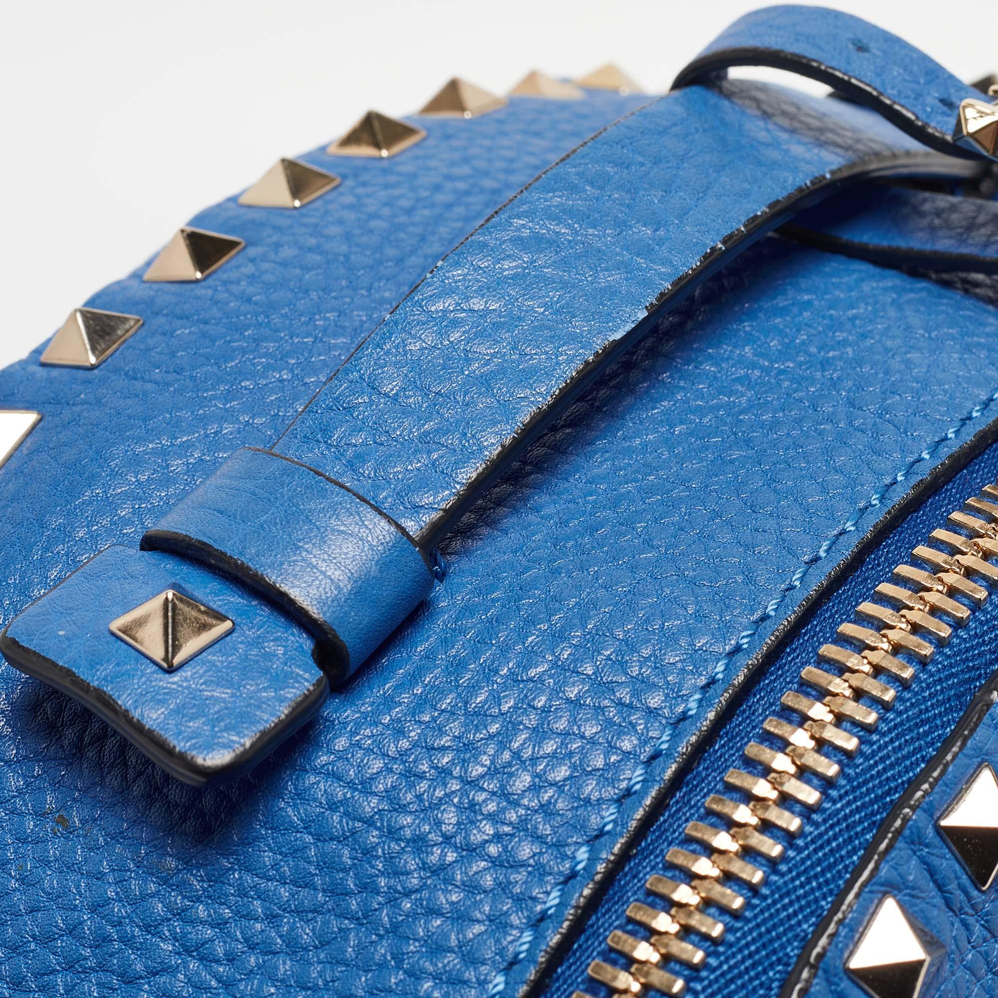 Valentino Blue Leather Rockstud Front Pocket Backpack 5