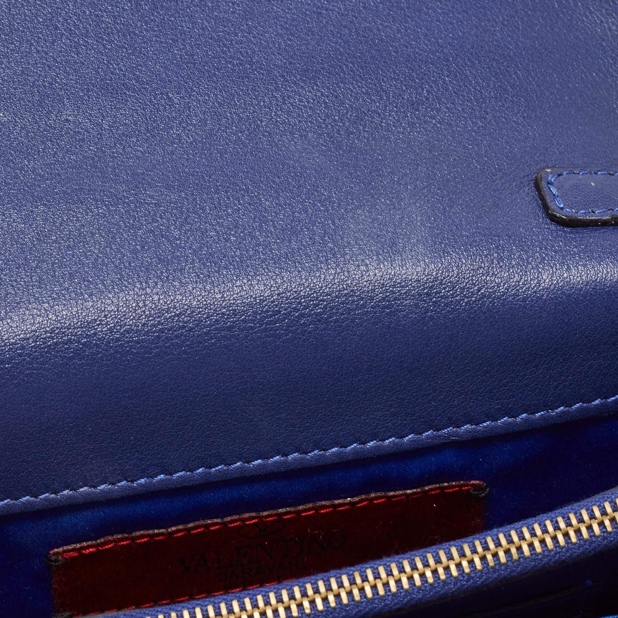 Valentino Blue Leather Rockstud Mini Chain Crossbody Bag 6