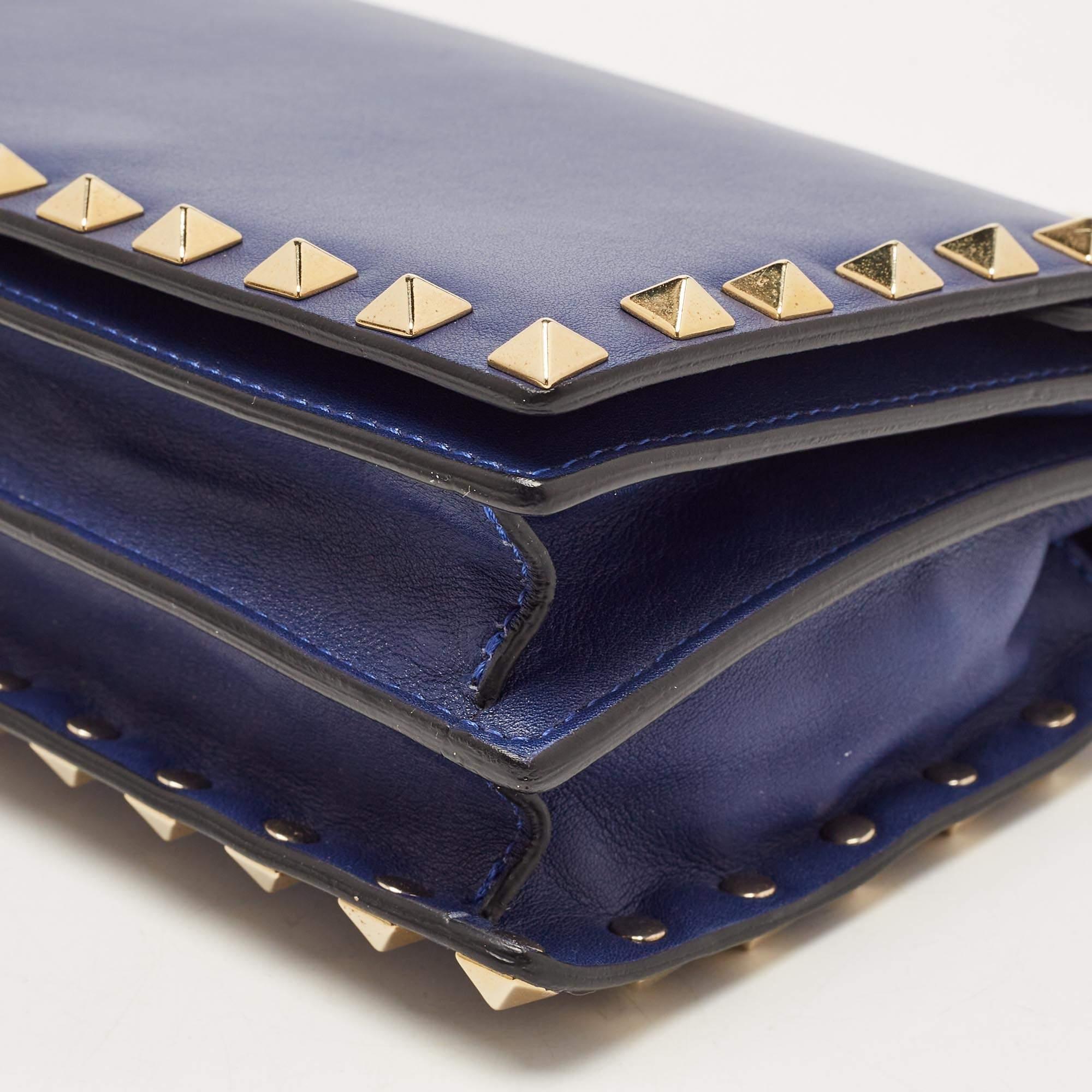 Valentino Blue Leather Rockstud Mini Chain Crossbody Bag 11
