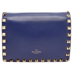 Valentino Blue Leather Rockstud Mini Chain Crossbody Bag