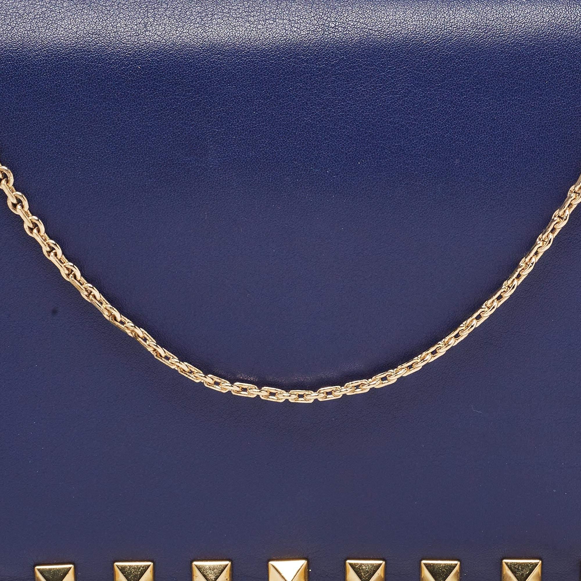 Valentino Blue Leather Rockstud Mini Chain Crossbody Bag 5