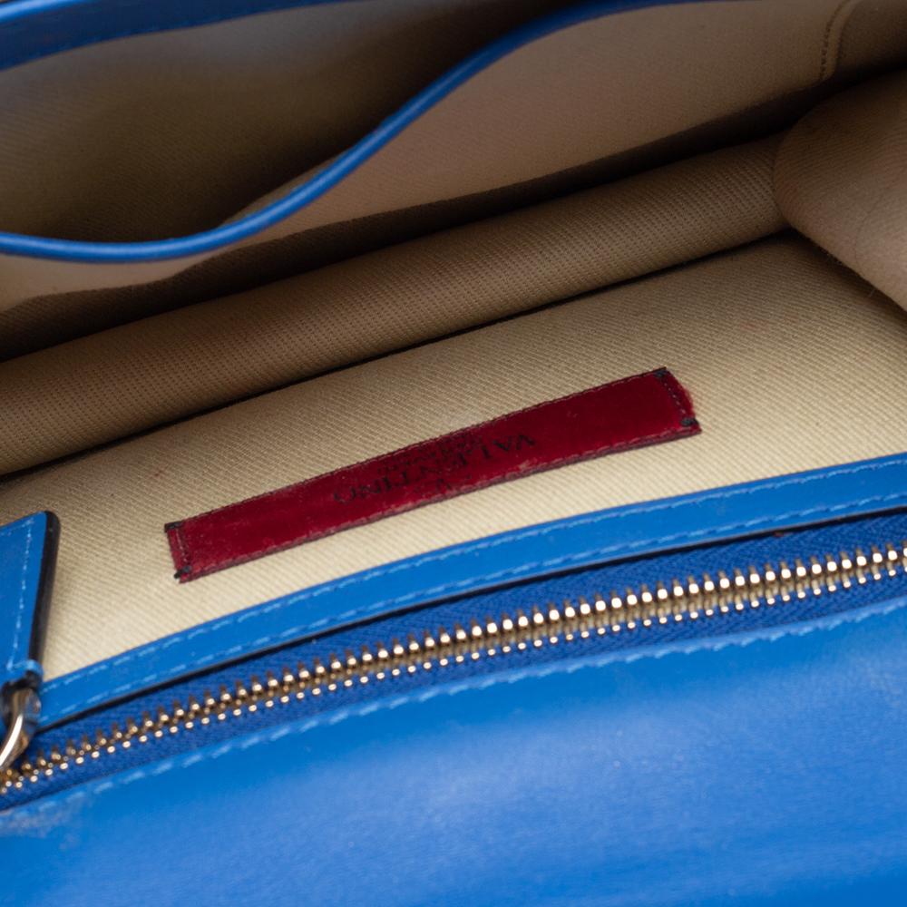 Valentino Blue Leather Rockstud Mini Glam Lock Shoulder Bag 4