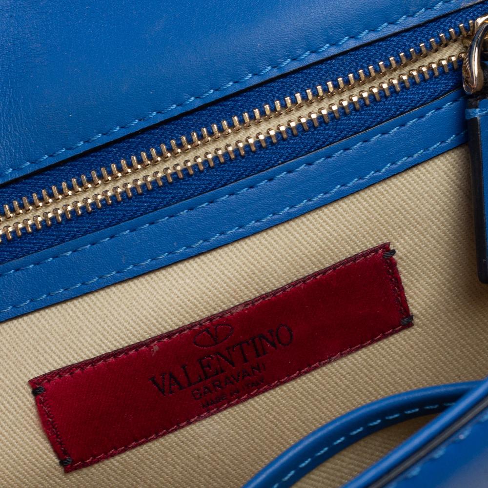 Women's Valentino Blue Leather Rockstud Mini Glam Lock Shoulder Bag