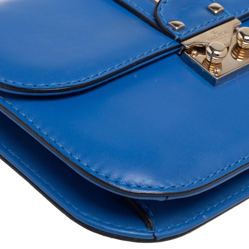 Valentino Blue Leather Rockstud Mini Glam Lock Shoulder Bag 2