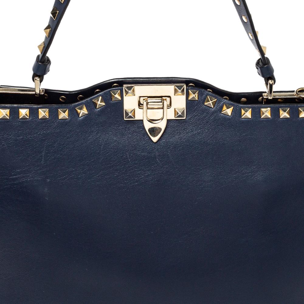 Valentino Blue Leather Rockstud Satchel 4