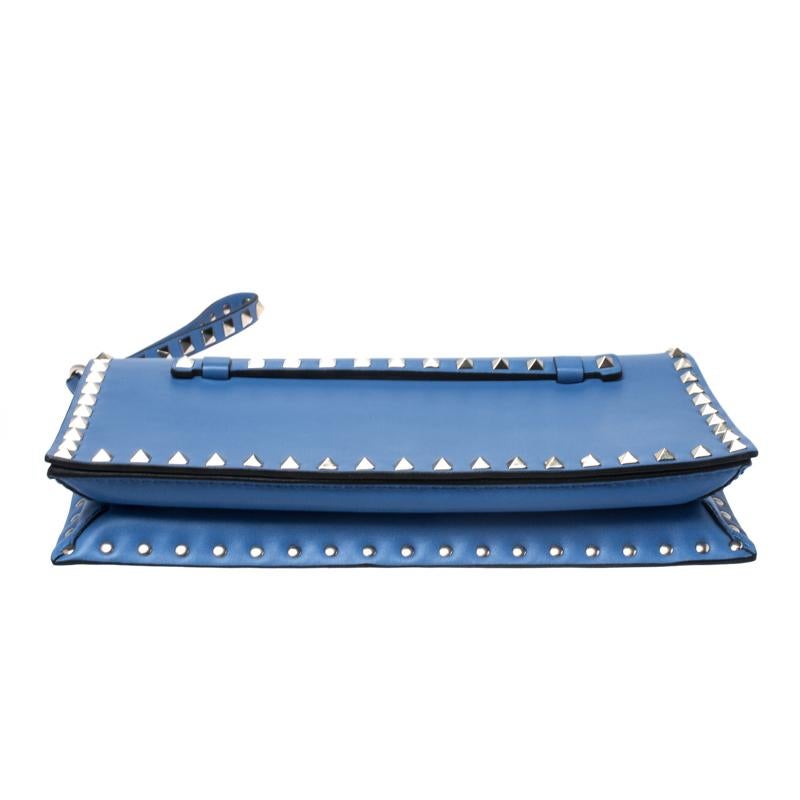 Valentino Blue Leather Rockstud Wristlet Clutch 6