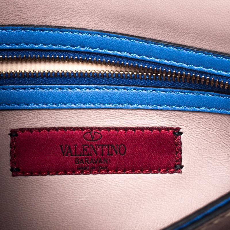 Valentino Blue Leather Rockstud Wristlet Clutch 1