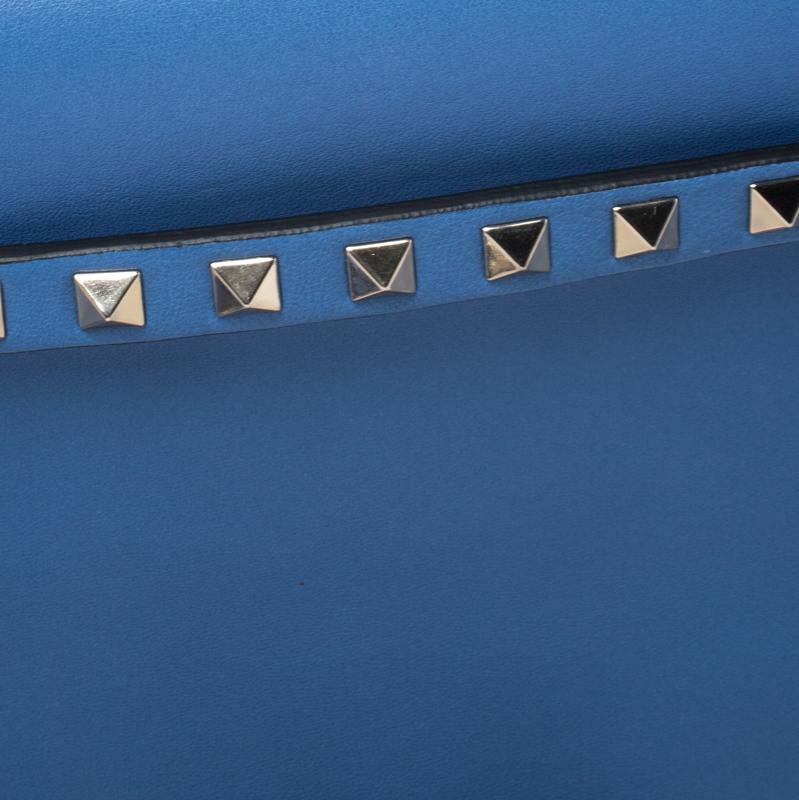 Valentino Blue Leather Rockstud Wristlet Clutch 2