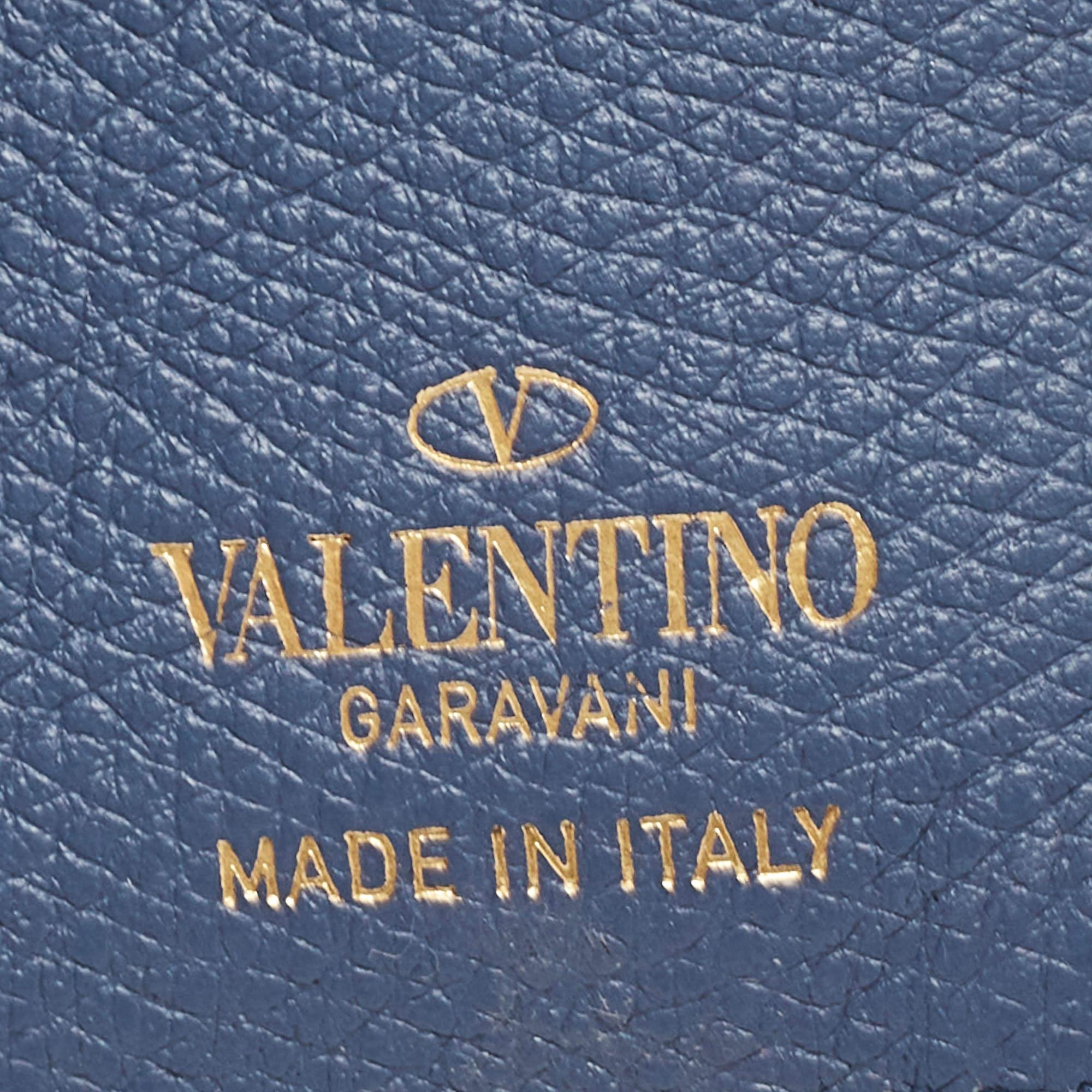 Valentino Blue Leather VLogo Compact Wallet 2